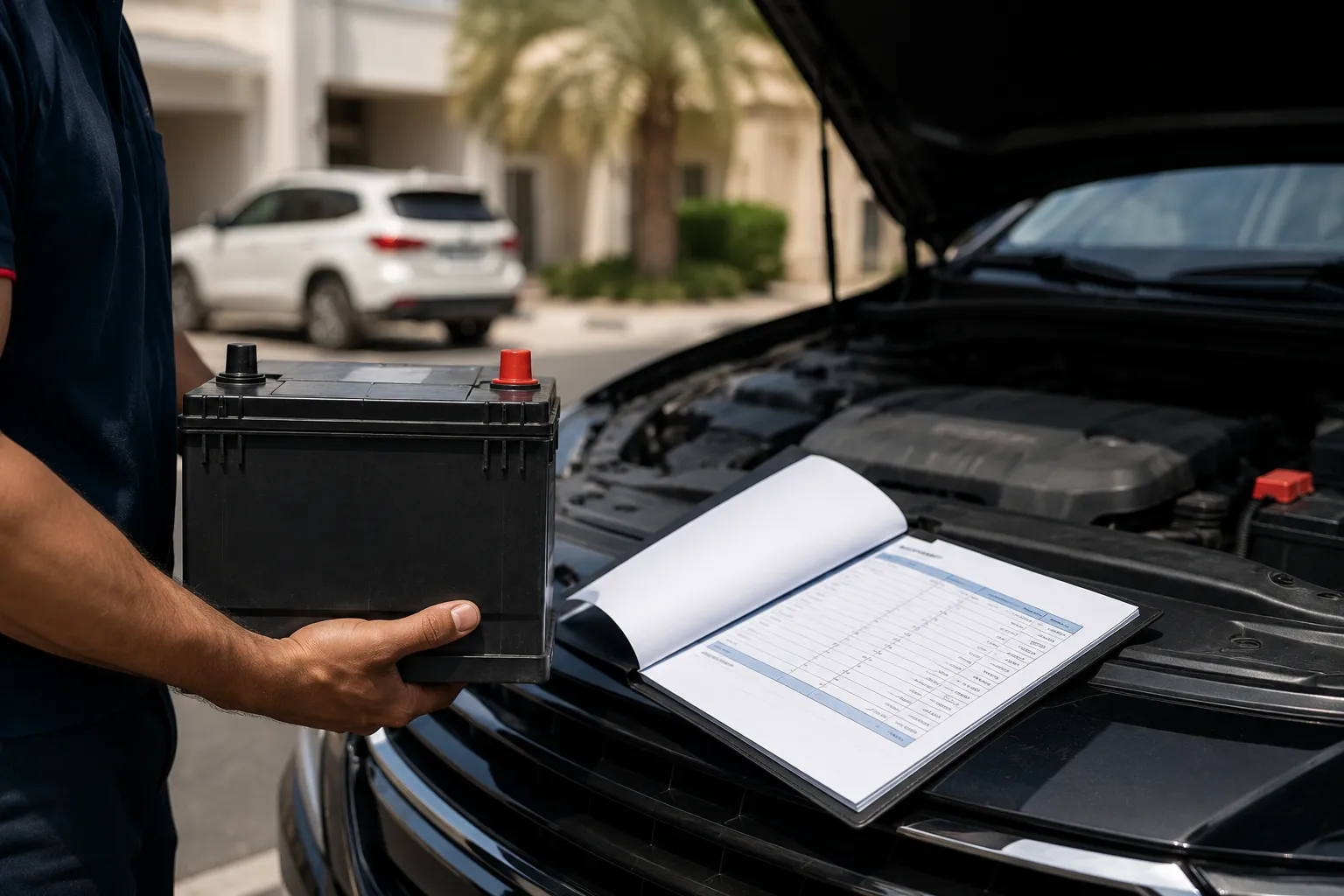 Car battery replacement price quote and installation in Dubai